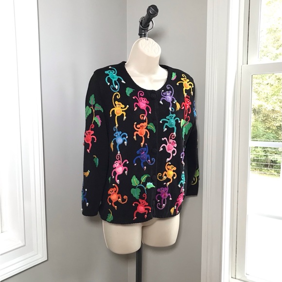 Michael Simon Barrel Full Of Monkeys Cardigan - Women’s Medium - Picture 2 of 10